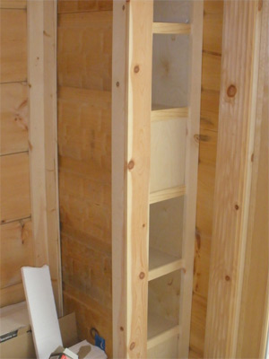 Shelves around duct