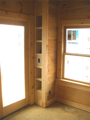 Shelves around duct