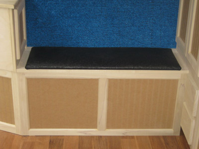 Narrow Shower Curtain on Boot Box Front Is Recessed Panel To Match Doors With Faux Leather